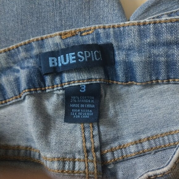 Blue Spice Juniors Size 3 Distressed Skinny Jeans Raw Hem Stretch Casual Denim - Picture 5 of 5
